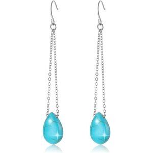 Long Teardrop Chain Turquoise Vintage Long Summer Earring for Women Jewelry